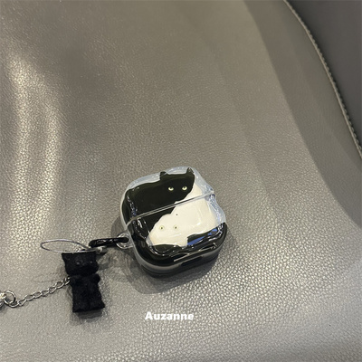 半透可爱黑色小猫咪耳机壳保护套