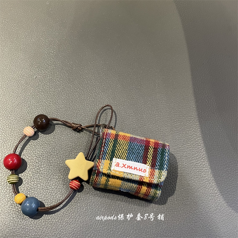 韩系复古格纹耳机壳保护套