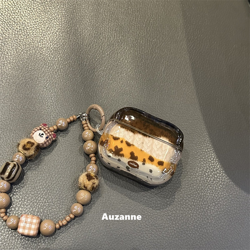 半透棕色豹纹耳机壳保护套