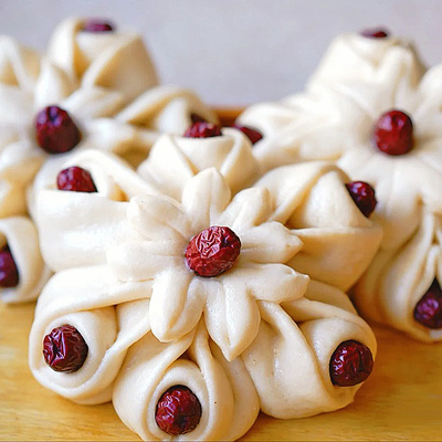 手工花式红枣花糕4个闰月留娘枣糕饽饽山东馒头中式花馍年货礼物