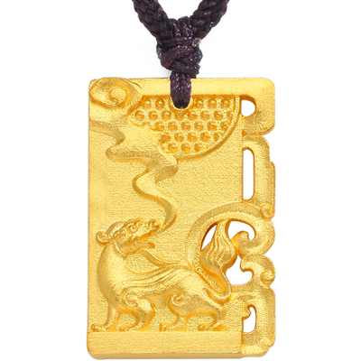 仿古貔貅实心吊坠足金999