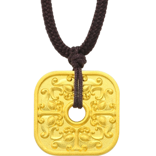 饕餮玉瑗图腾平安扣足金999吊坠实心黄金古法手工私人定制挂坠