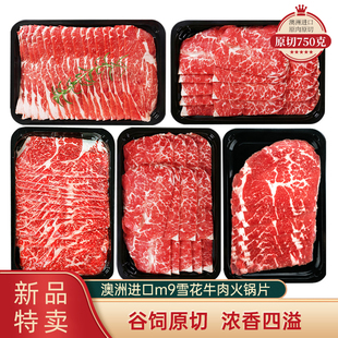 原切牛肉卷 菲力火锅片烧烤食材 3盒 澳洲M9雪花牛肉火锅片250g