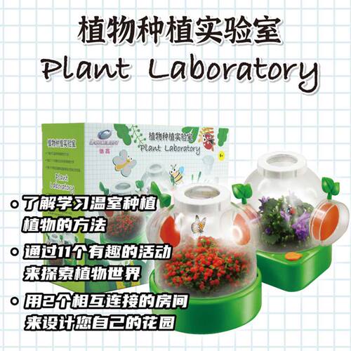 怡高儿童植物阳光房手工diy种植花房生长观察盒科学小实验室玩具