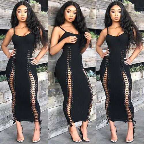 2021 spring women black bandage dress female party skirts