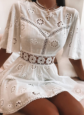 Fashion Backless Short Mni Dresses High Wais Dress露背连衣裙