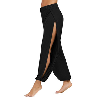 Pants高腰开衩休闲宽松瑜伽裤 High 女士 Yoga Casual Waist Slit