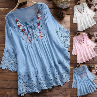 color topV字领宽松休闲纯色女士上衣 solid casual neck loose