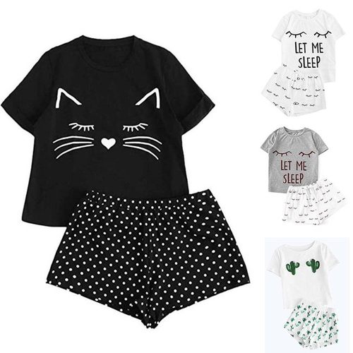 Women Pajamas for Girls Shorts T-Shirt Sleepwear Set pyjama