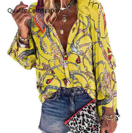 Chains Print Loose casual Shirts Womens Tops And Blouses