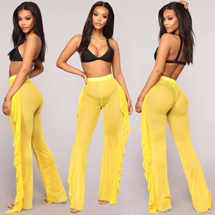Bikini Trouser Pantalon Two-way ruffled pleated sheer sexy