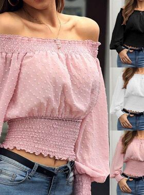 Blouse Off Shoulder Shirts For Women Elegant Shirt Tops Lady