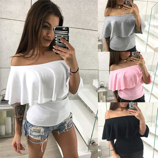 Tops Shirt Sexy Color Short Sleeve Elegant Solid Ladies