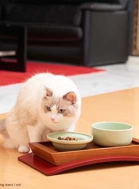 猫咪世界 日本进口匠人手工制作猫咪餐桌健康水碗食碟宽口喝水碗
