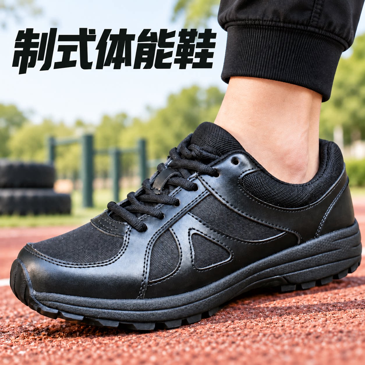 正品新式作训鞋男军人黑色跑步鞋春秋胶鞋体能运动跑鞋消防训练鞋