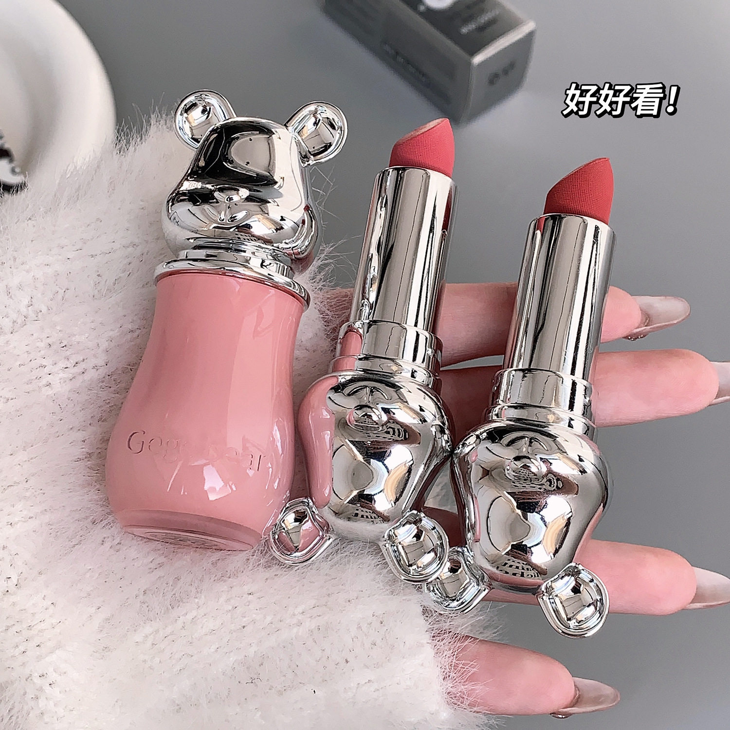 Gege bear 萌熊霉丝绒口红雾面哑光柔雾学生素颜显白平价唇膏3.5g