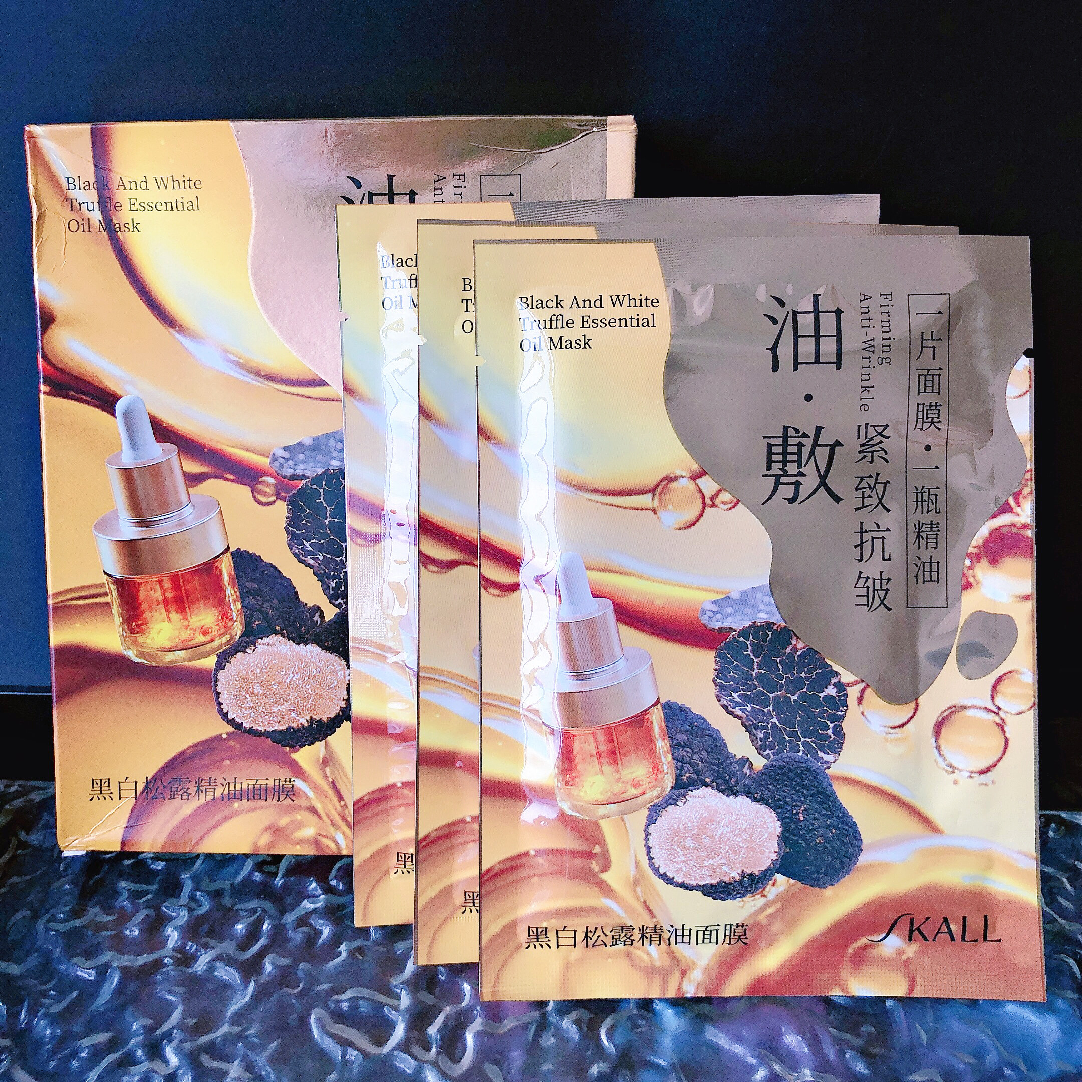 一席松露膜 褪去满脸熬夜黄气~SKALL黑白松露精油面膜贴片面膜3片