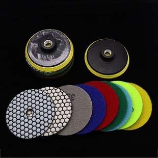 9+1新款金刚石干磨片套装石材大理石I石英石抛光片4寸3寸软磨片