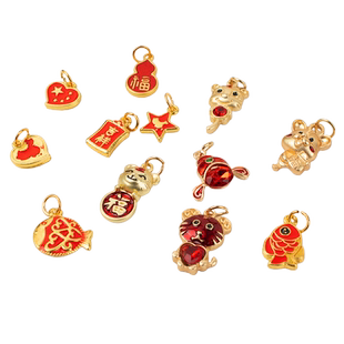 国潮小萌虎吊坠小滴溜diy配件手工吊饰手绳手链配饰鱼跃龙门挂件