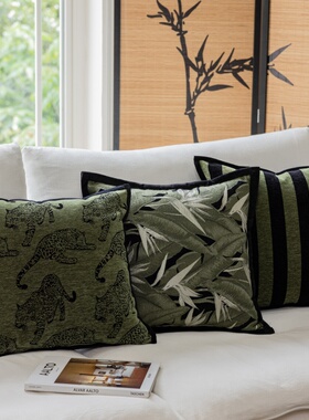 雅梵林 轻奢高级感抱枕套绿色沙发靠背垫法式复古ins风客厅靠枕