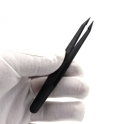 防静电镊子 93302尖头电子装配耐高温坚硬轻骑防静电黑色塑料镊