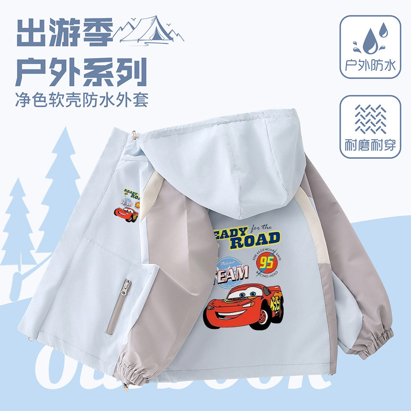 汽车赛车总动员儿童冲锋衣春秋季闪电麦昆衣服男童动漫卡通外套潮
