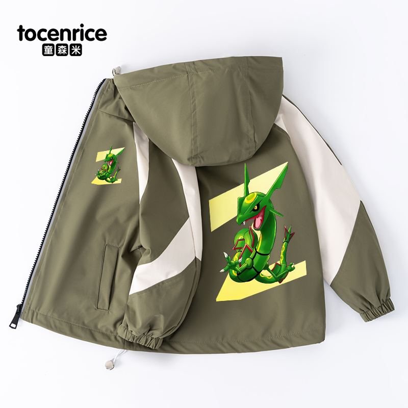 宝可梦裂空座衣服男童外套秋装新款韩版冲锋衣儿童拉链衫风衣洋气