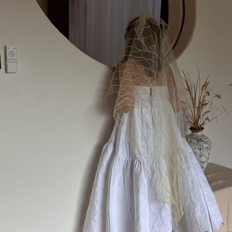 Mi唐手作可爱头纱小众新娘领证用