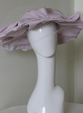 Mi唐手作紫色帽子女设计感小众原创新娘婚礼婚纱用拍照出片的帽子