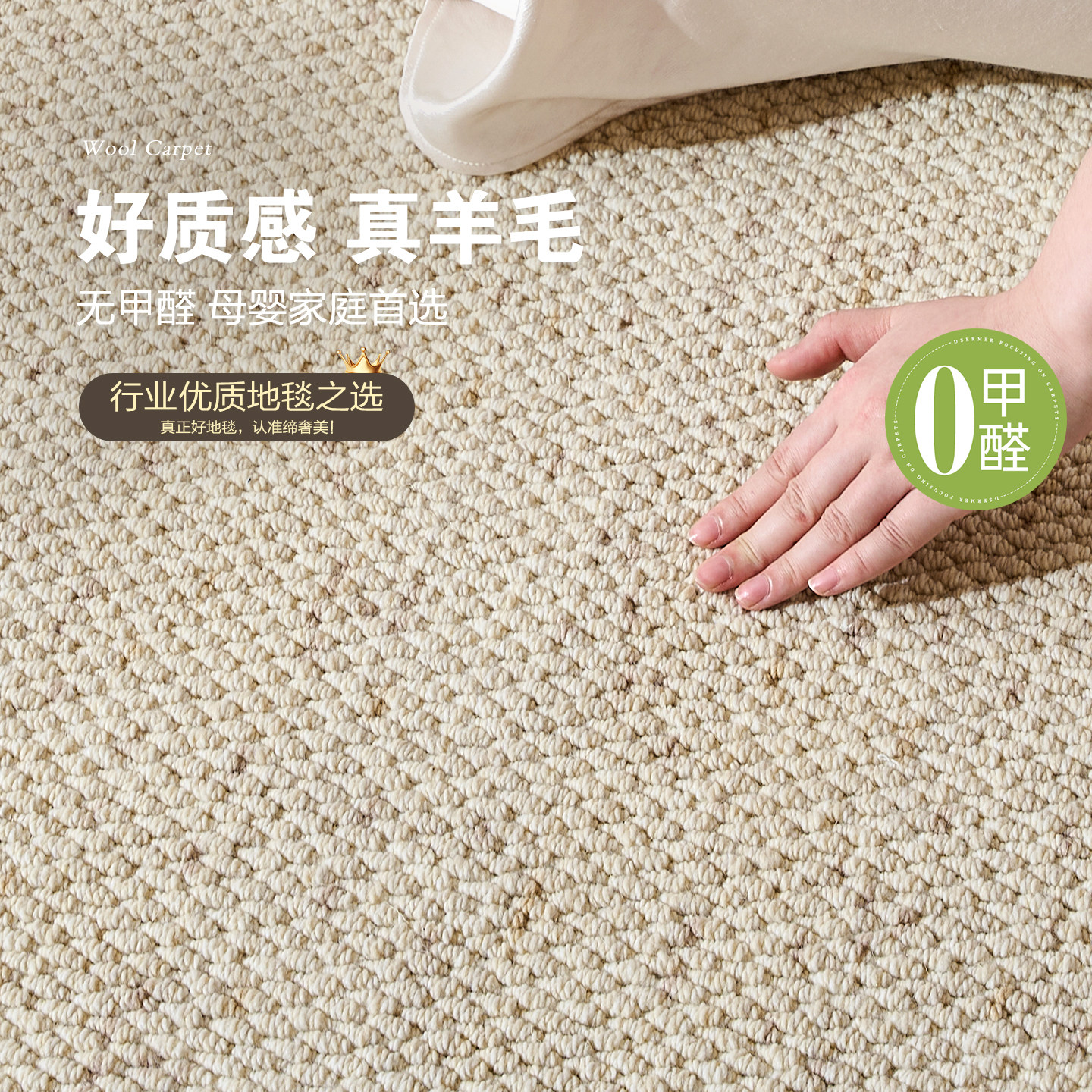 进口羊毛地毯客厅大宅标配素色耐脏床边毯现代简约侘寂风卧室地毯