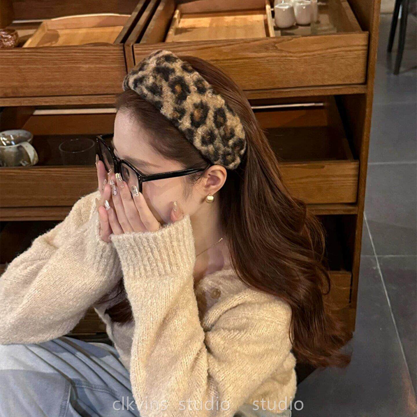韩系豹纹头箍网红新款简约宽发箍外出百搭时髦造型神器女头饰