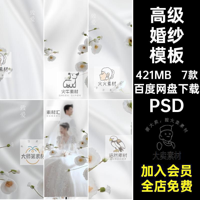 时尚婚纱模板设计白纱洁白梦幻白纱婚纱模板psd素材婚纱照薇拉