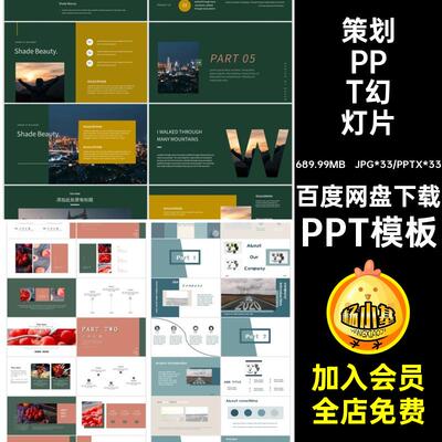 简约风莫兰迪色系商务策划计划工作汇报总结品牌宣传实用PPT模板