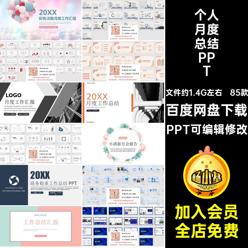 公司部门个人月度总结PPT模板商务简约工作汇报计划报告述职素材