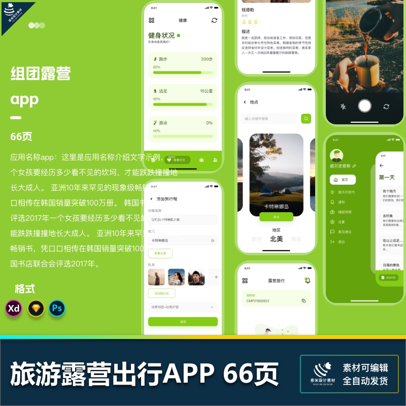 旅游露营组团驴友app小程序UI界面设计psdsketchxd源文件素材图片