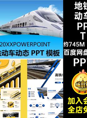 地铁动车PPTPPT模板汇报铁路ppt73款素材宣传行业轨道交通高铁