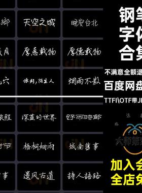 113款精选钢笔字体写字常用中文字体字库合集包PS手安装包字体