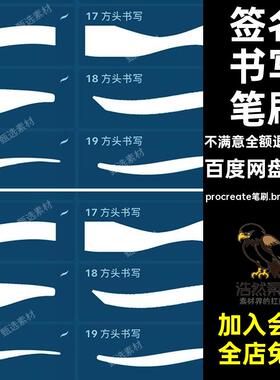 广告书写笔刷方方头写手角海报字procreate笔刷.brushset格式签名