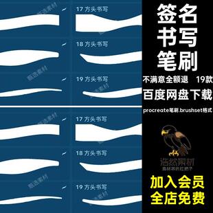 广告书写笔刷方方头写手角海报字procreate笔刷.brushset格式签名