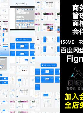 整套商务管理面板后台数据分析可视化Figma模板UI组件设计素材