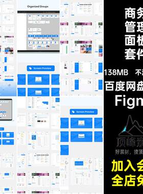 整套商务管理面板后台数据分析可视化Figma模板UI组件设计素材