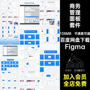 整套商务管理面板后台数据分析可视化Figma模板UI组件设计素材