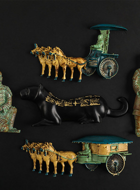 秦始皇兵马俑西安博物馆旅游纪念品装饰磁铁贴创意3D立体冰箱贴
