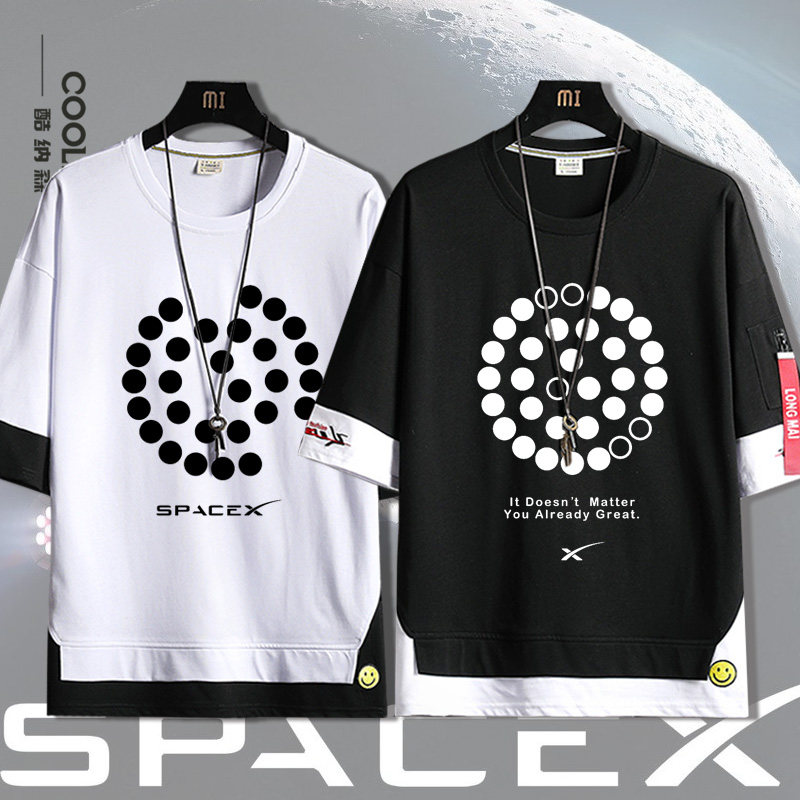 短袖T恤马斯克spacex星舰发射