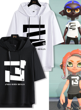 Splatoon斯普拉遁喷射战士3周边连帽短袖T恤青少年宽松帽衫衣服潮