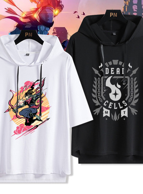 死亡重生细胞游戏Dead Cells周边连帽短袖T恤夏季宽松帽衫衣服潮