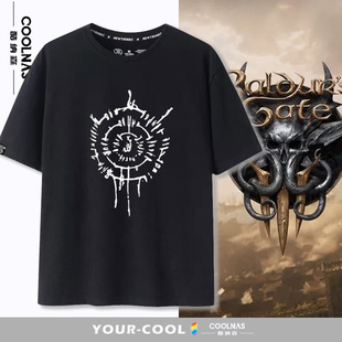 博德之门3周边阿斯代伦D20骰子数学公式短袖t恤男夏季半袖上衣服