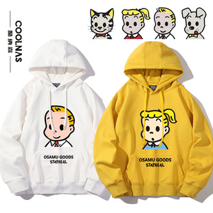 原田治卡通图案周边男女情侣日系连帽卫衣秋冬百搭加绒上衣服新款