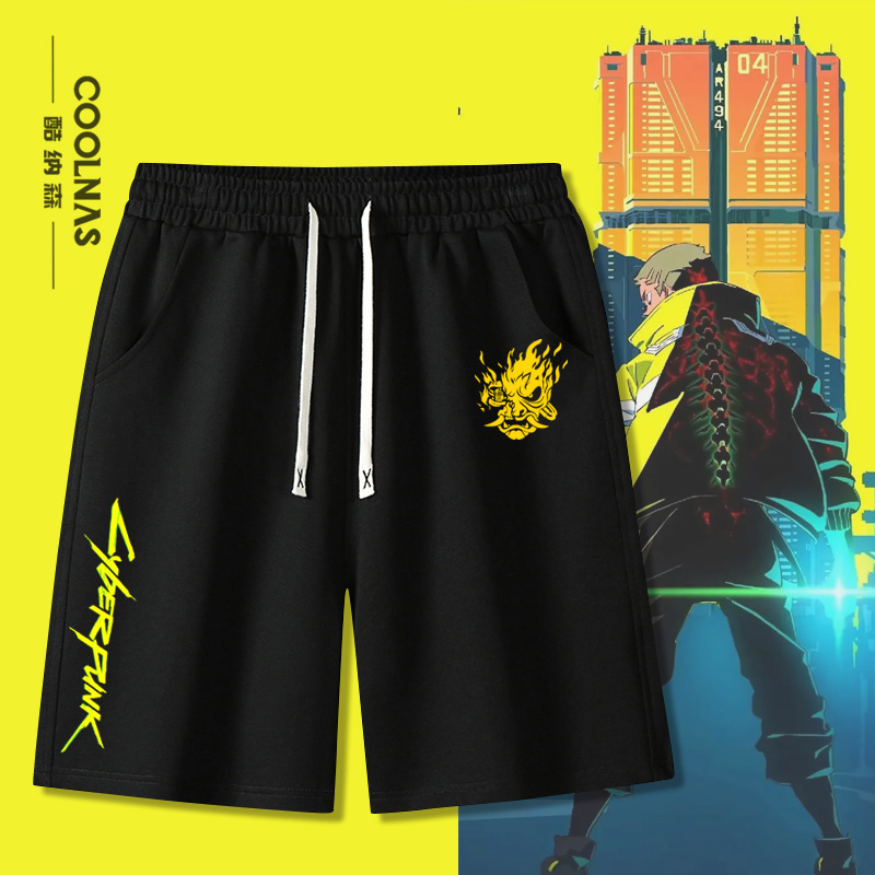 赛博朋克边缘行者Cyberpunk2077联名短裤纯棉五分裤男宽松裤子夏