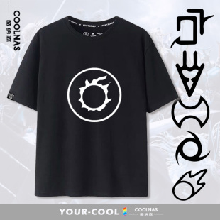 夏衣服半袖 最终幻想14徽章FF艾欧泽亚全职业周边印花短袖 t恤男款